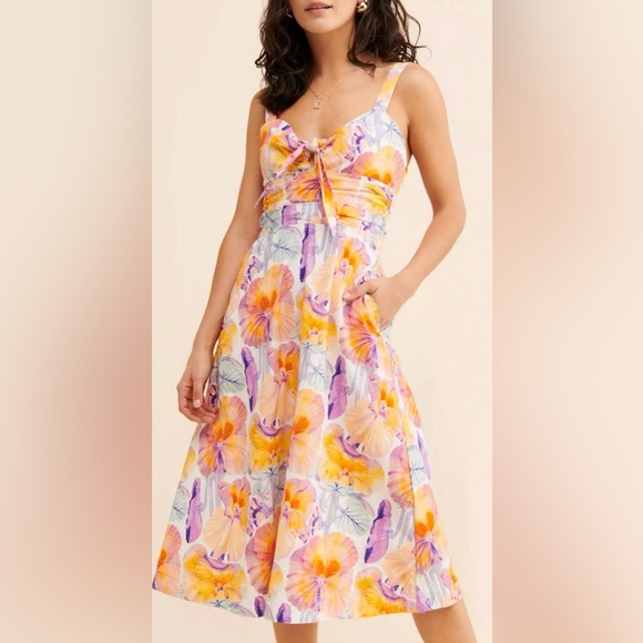 Anthropologie x Cecilia Pettersson tie-front midi dress: - Picture 9 of 10